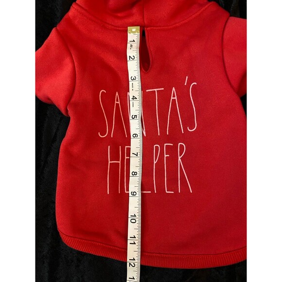 Dog Hoodie Sweater Red Rae Dunn Santa’s Helper Leash Slot Hood NWOT Size M - Picture 9 of 12